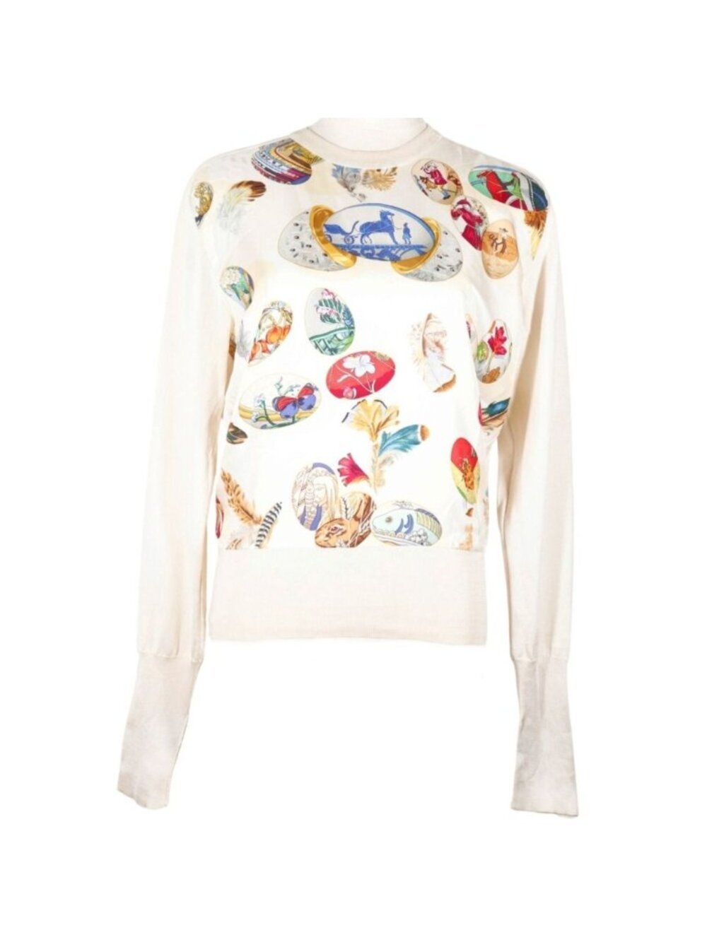 Hermes Couvee D'hermes Chicks Silk Beige Sweater